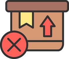 A box with an arrow pointing down and a red cross vector