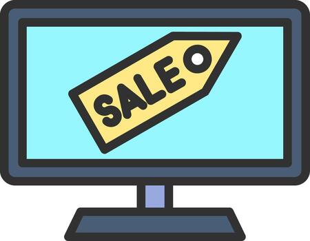 A computer monitor with a sale tag on it vector