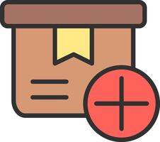 A box with a red cross and a red arrow vector