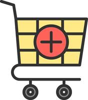 A shopping cart with a plus sign on it vector