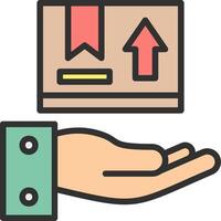 Hand holding a box with an arrow pointing up vector