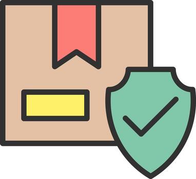 un caja con un proteger y un cheque marca vector