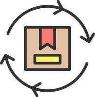 A box with a red ribbon on it is surrounded by arrows vector