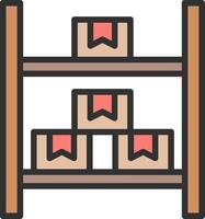 A shelf with boxes on it vector