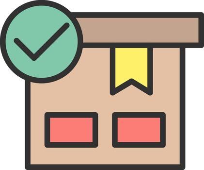 un caja con un cheque marca en eso vector