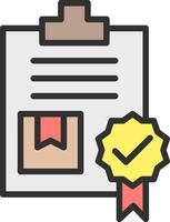 A clipboard with a check mark and a certificate vector