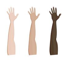 Front side of arms illustration design. Different skin colors of hands vector