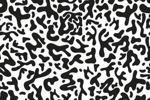 Seamless pattern creating an organic abstract texture with black and white contrasting shapes, ieal for backgrounds, textiles, and decorative designs vector