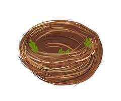 Cozy empty bird nest made of twigs and leaves, perfect for welcoming new life and symbolizing family and nature vector