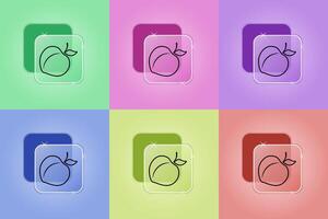 Set of peach icons in different colors vector