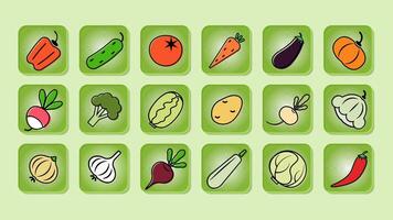 Vegetables icons on web buttons vector