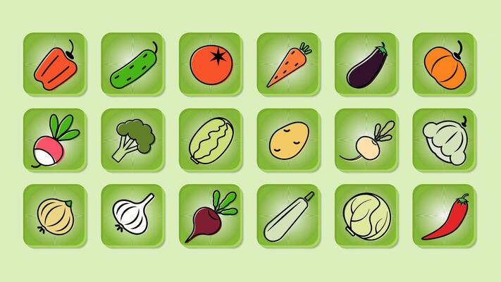 Vegetables icons on web buttons