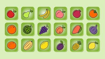 Fruit icons on web buttons vector