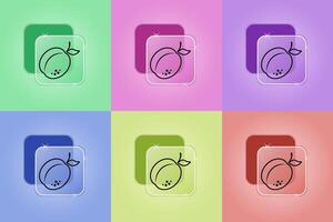 Set of apricot icons in different colors vector
