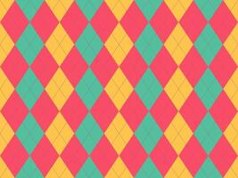 Vibrant argyle pattern in cheerful colors. Perfect for backgrounds, textiles, or playful designs. This geometric texture offers a retro feel with modern appeal. vector