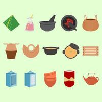 A set of flat icons of various types of food vector
