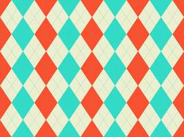 Vibrant argyle pattern in teal, coral, and cream. Perfect for backgrounds, textiles, or retrothemed designs. vector