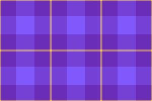 Cute textile plaid fabric, path tartan seamless pattern. Large background texture check in violet and indigo colors. vector