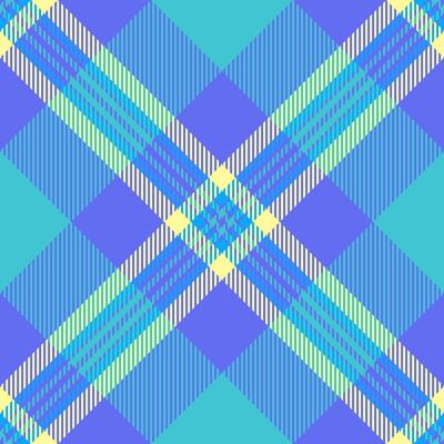 Advertising texture plaid textile, linear fabric pattern seamless. Isolation check background tartan in blue and cyan colors.