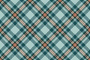 Chic fabric tartan plaid, regular textile pattern seamless. Teenager texture check background in pastel and cyan colors. vector