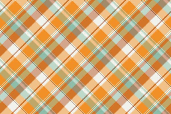 Outside seamless background texture, frame pattern textile check. Woven tartan plaid fabric in orange and amber colors.