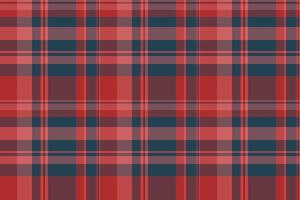 Fiber plaid background seamless, new year tartan texture . Aged check fabric textile pattern in red and cyan colors. vector