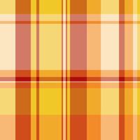 Card plaid textile, comfort seamless pattern background. Tradition tartan fabric check texture in orange and red colors. vector