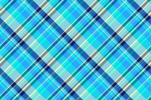Mosaic plaid texture, striped tartan pattern seamless. Deluxe textile fabric background check in cyan and mint colors. vector