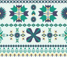 Light green color background highlights a geometric ethnic pattern on Native American tribal fabric and tile vector
