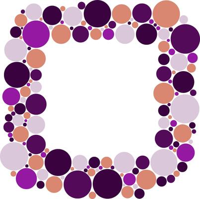 Frame with circles. Purple and beige colors. Empty space for text or picture.