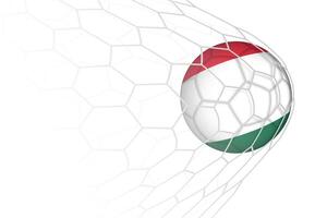 Hungary flag soccer ball in net. vector