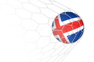 Iceland flag soccer ball in net. vector