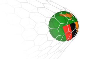 Zambia flag soccer ball in net. vector
