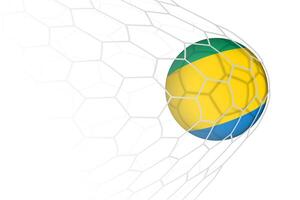 Gabon flag soccer ball in net. vector