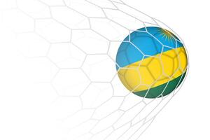 Rwanda flag soccer ball in net. vector