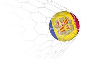 Andorra flag soccer ball in net. vector