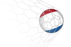 Netherlands flag soccer ball in net. vector