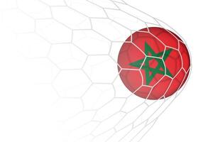Morocco flag soccer ball in net. vector