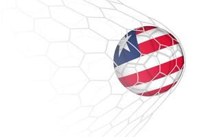 Liberia flag soccer ball in net. vector
