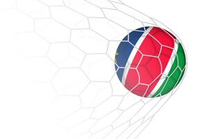 Namibia flag soccer ball in net. vector