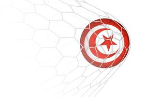 Tunisia flag soccer ball in net. vector