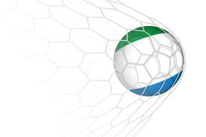 Sierra Leone flag soccer ball in net. vector