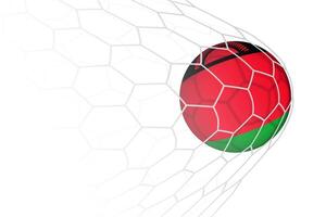 Malawi flag soccer ball in net. vector