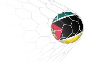 Mozambique flag soccer ball in net. vector