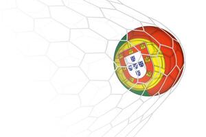Portugal flag soccer ball in net. vector