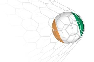 Ivory Coast flag soccer ball in net. vector