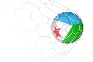Djibouti flag soccer ball in net. vector