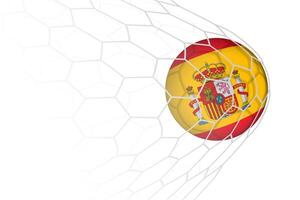 Spain flag soccer ball in net. vector