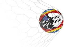 Swaziland flag soccer ball in net. vector
