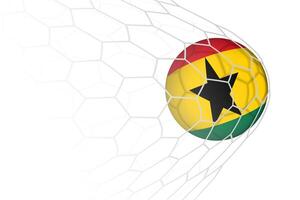 Ghana flag soccer ball in net. vector